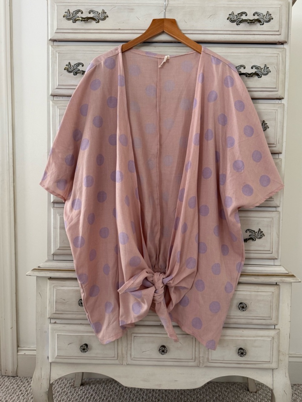 Vici Pink Cotton Polka Dot Tie Front Top